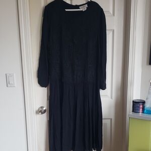 Vintage Adrian Jordan Evening Long Sleeve Black Dress
